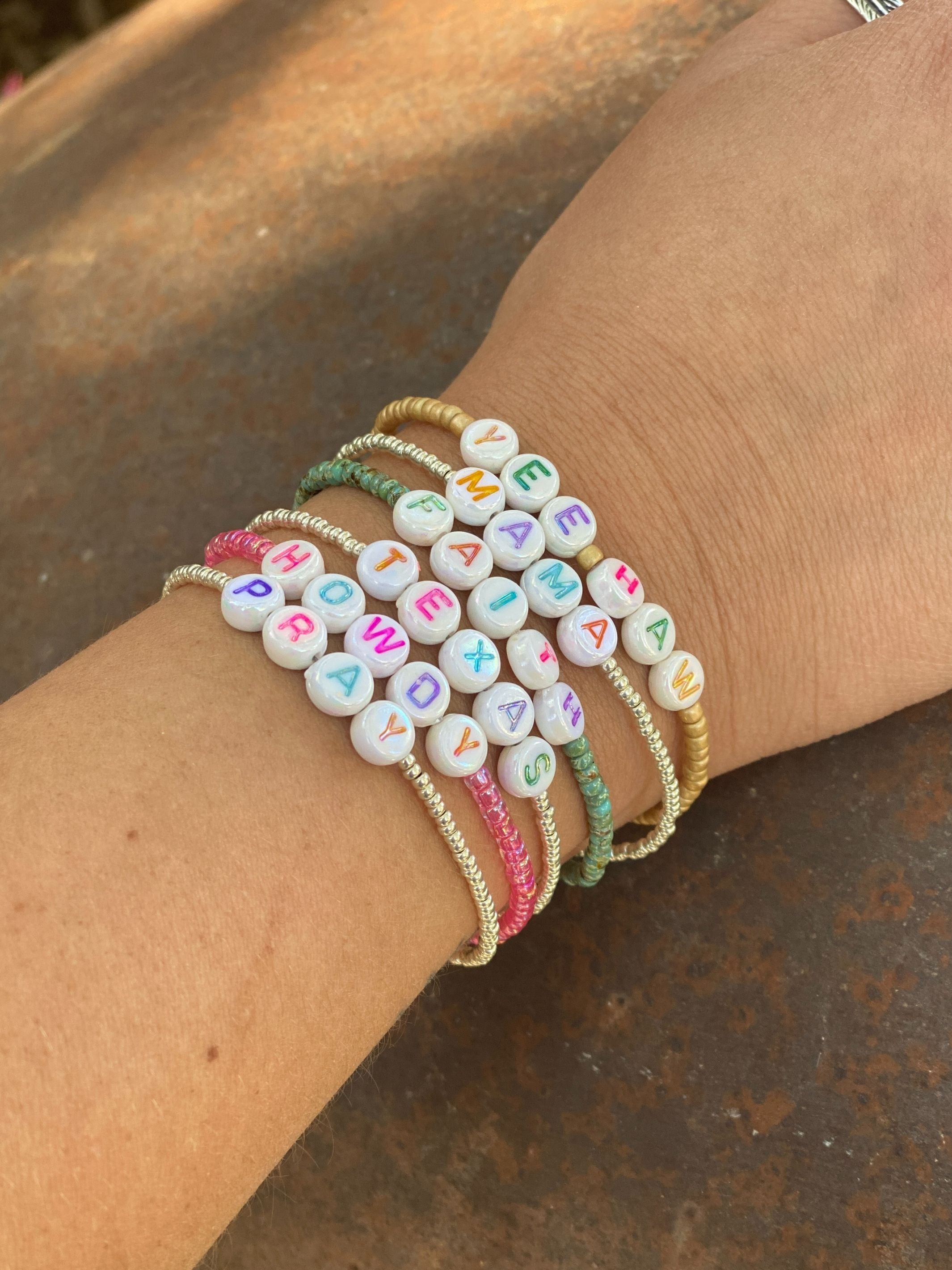 Silver Seed Bead Word Bracelets – J.Forks Designs