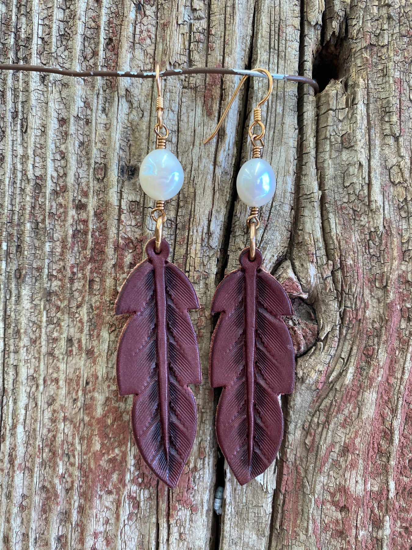 14089 Leather Feather Earrings – Designs - Main Image